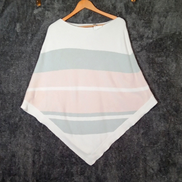 Barefoot Dreams Women's Soft Striped Poncho One Size Viscose Blend - Picture 2 of 7